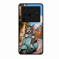 Cartoon Scooter Adventure Premium Glass Phone Case for Vivo X80 Pro 5G