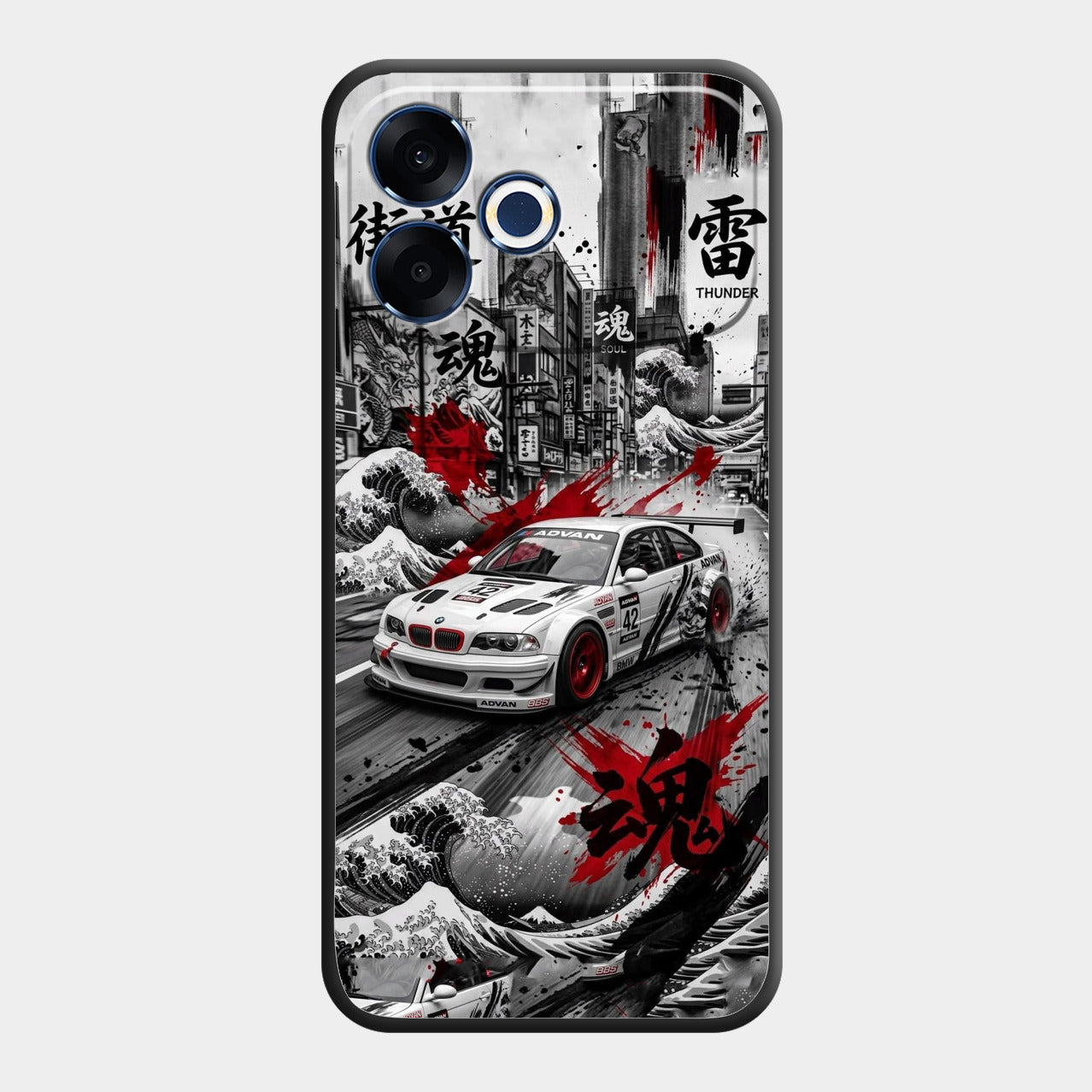 Japanese Wave Drift Racing Premium Glass Phone Case for Oppo F33 Pro 5G