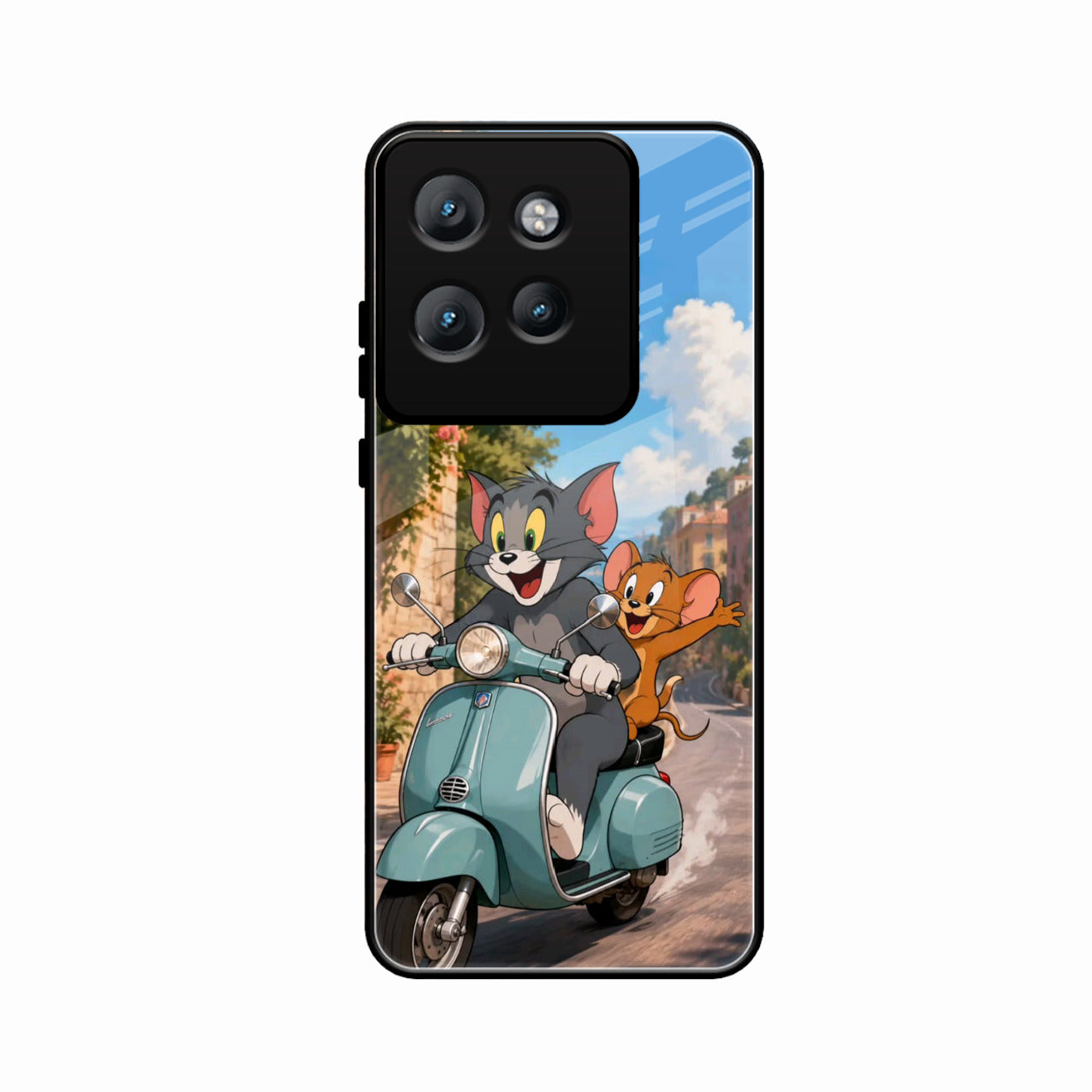 Cartoon Scooter Adventure Premium Glass Phone Case for Motorola Edge 50