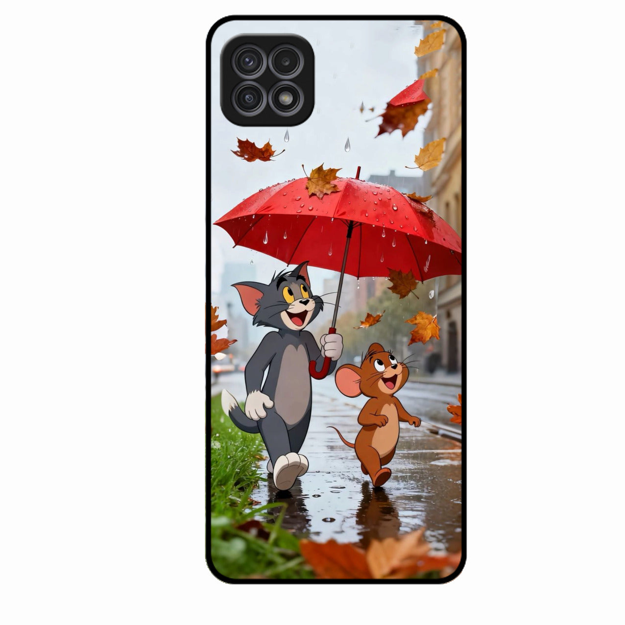 Rainy Day Cartoon Glass Phone Case for Samsung Galaxy F42 5G