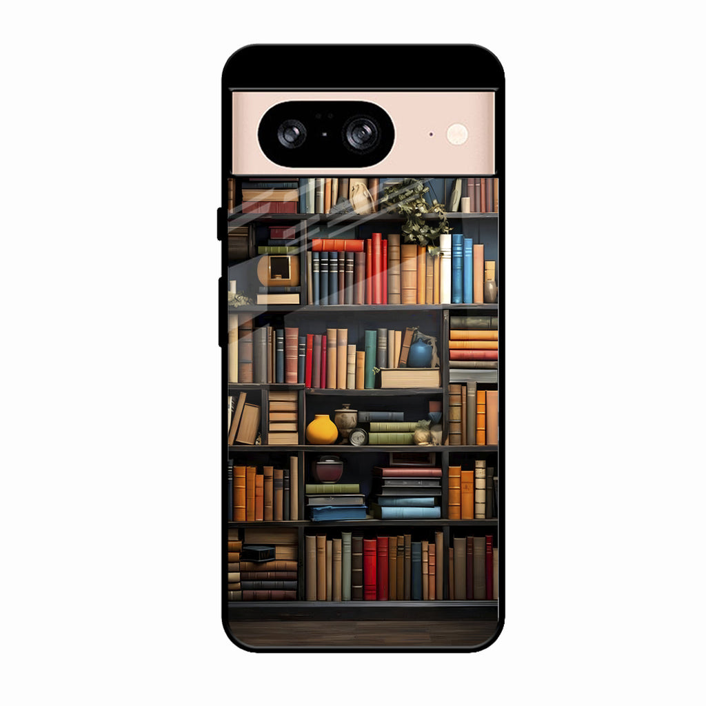 Colorful Bookshelf Art Glass Case Cover for Google Pixel 9 Pro 5G