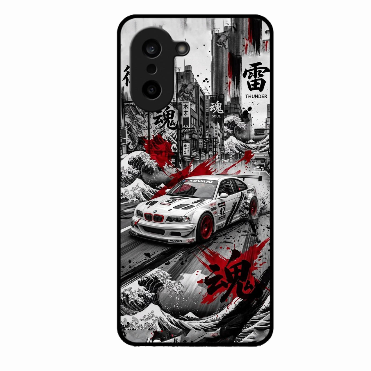 Japanese Wave Drift Racing Premium Glass Phone Case for Oneplus Nord Ce5 5G