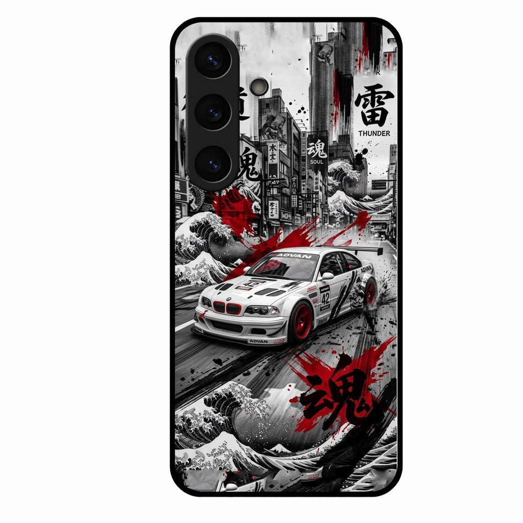 Japanese Wave Drift Racing Premium Glass Phone Case for Samsung Galaxy S25 Plus 5G