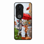 Rainy Day Cartoon Glass Phone Case for Vivo T4 Ultra 5G