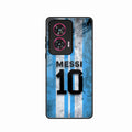 Blue Stripes Number 10 Football Glass Phone Case for Motorola G85 5G