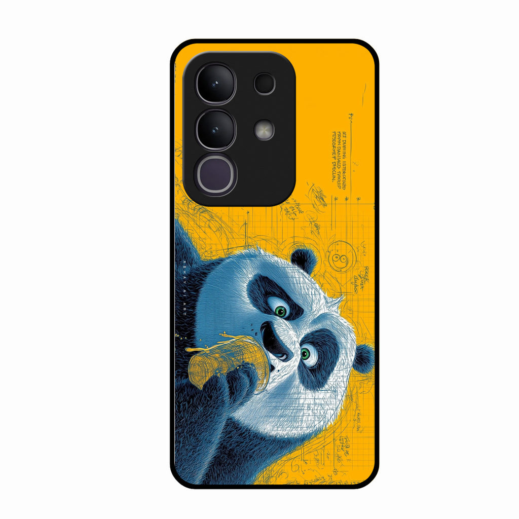 Cute Panda Sketch Premium Glass Phone Case for Vivo T4X 5G