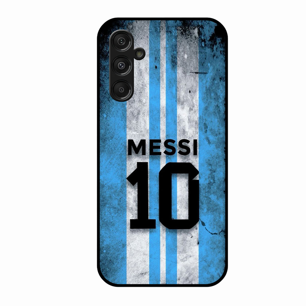 Blue Stripes Number 10 Football Glass Phone Case for Samsung Galaxy M34 5G