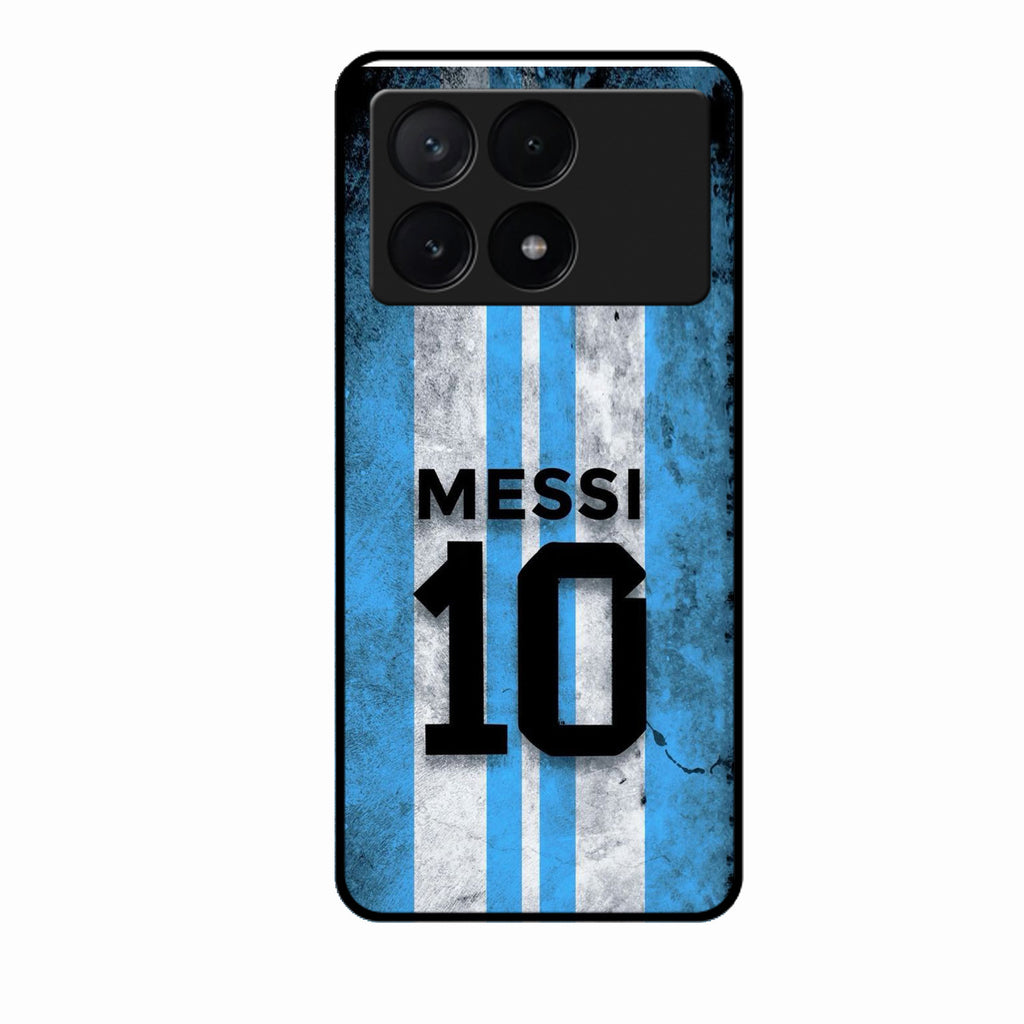 Blue Stripes Number 10 Football Glass Phone Case for Poco X6 Pro 5G
