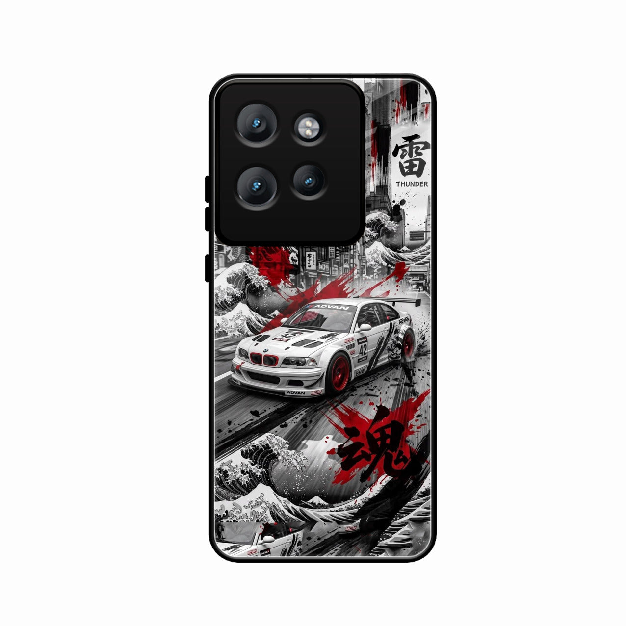 Japanese Wave Drift Racing Premium Glass Phone Case for Motorola Edge 50 Neo