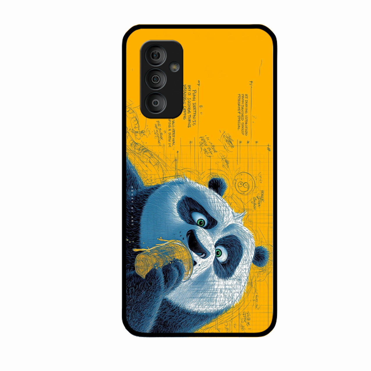 Cute Panda Sketch Premium Glass Phone Case for Samsung Galaxy F23 5G