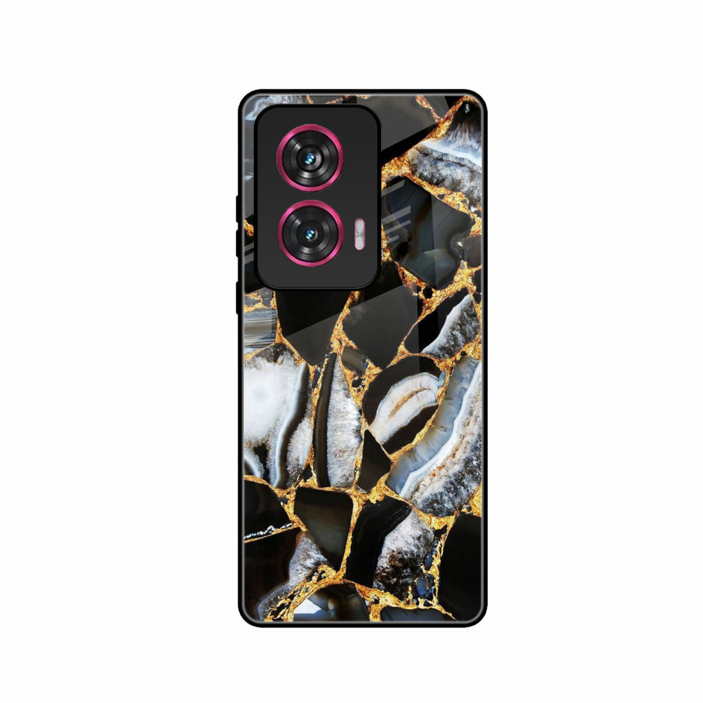 Black Gold Marble Glass Phone Case for Motorola Edge 50 Fusion 5G