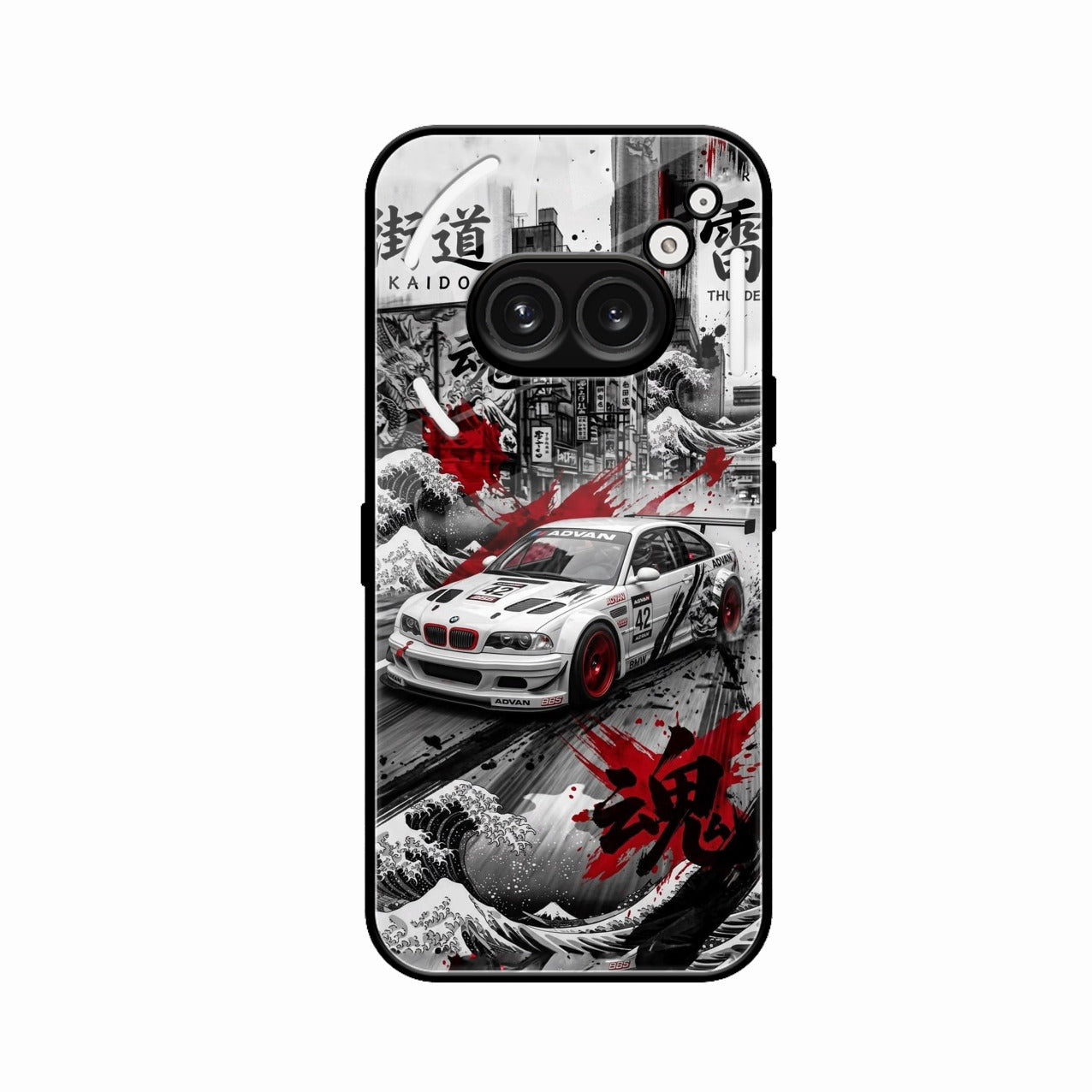 Japanese Wave Drift Racing Premium Glass Phone Case for Nothing Phone 2a Plus