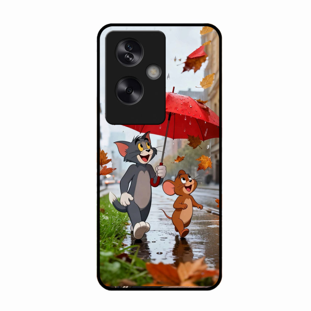Rainy Day Cartoon Glass Phone Case for Oppo A79 5G