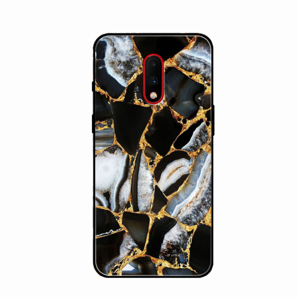 Black Gold Marble Glass Phone Case for Oneplus 7 - ShopOnCliQ