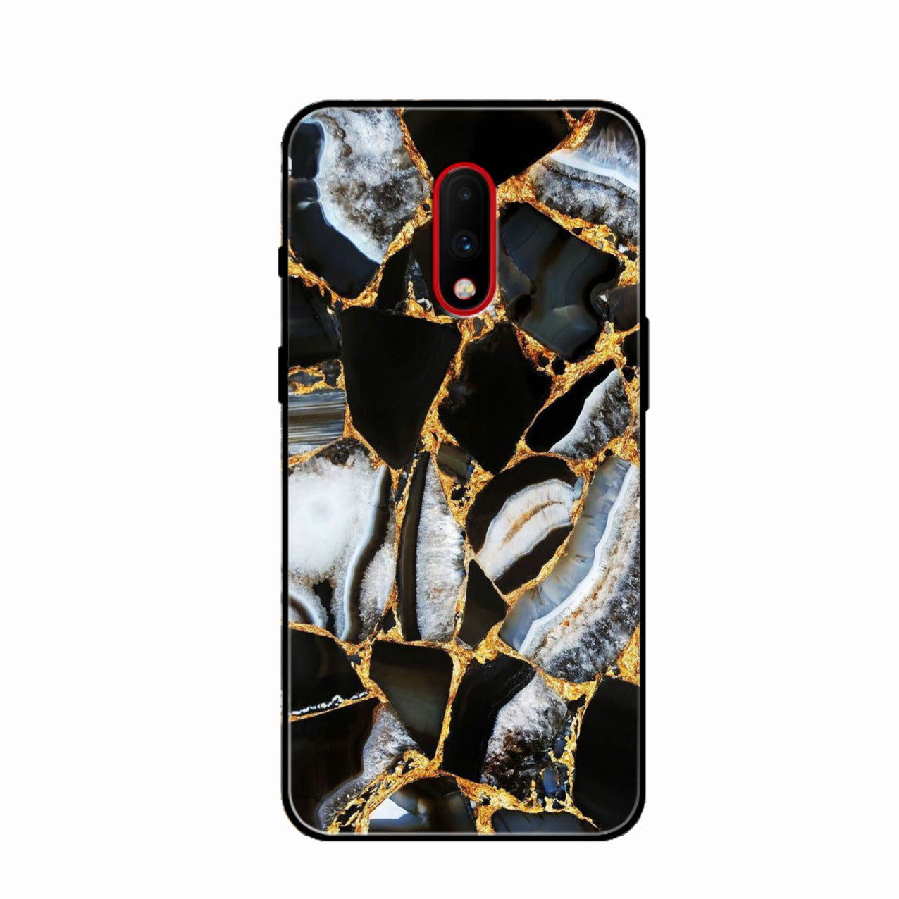 Black Gold Marble Glass Phone Case for Oneplus 7
