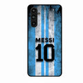 Blue Stripes Number 10 Football Glass Phone Case for Samsung Galaxy F54 5G