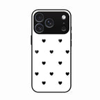 Heart Pattern White Glass Case Cover for iPhone 17 Pro