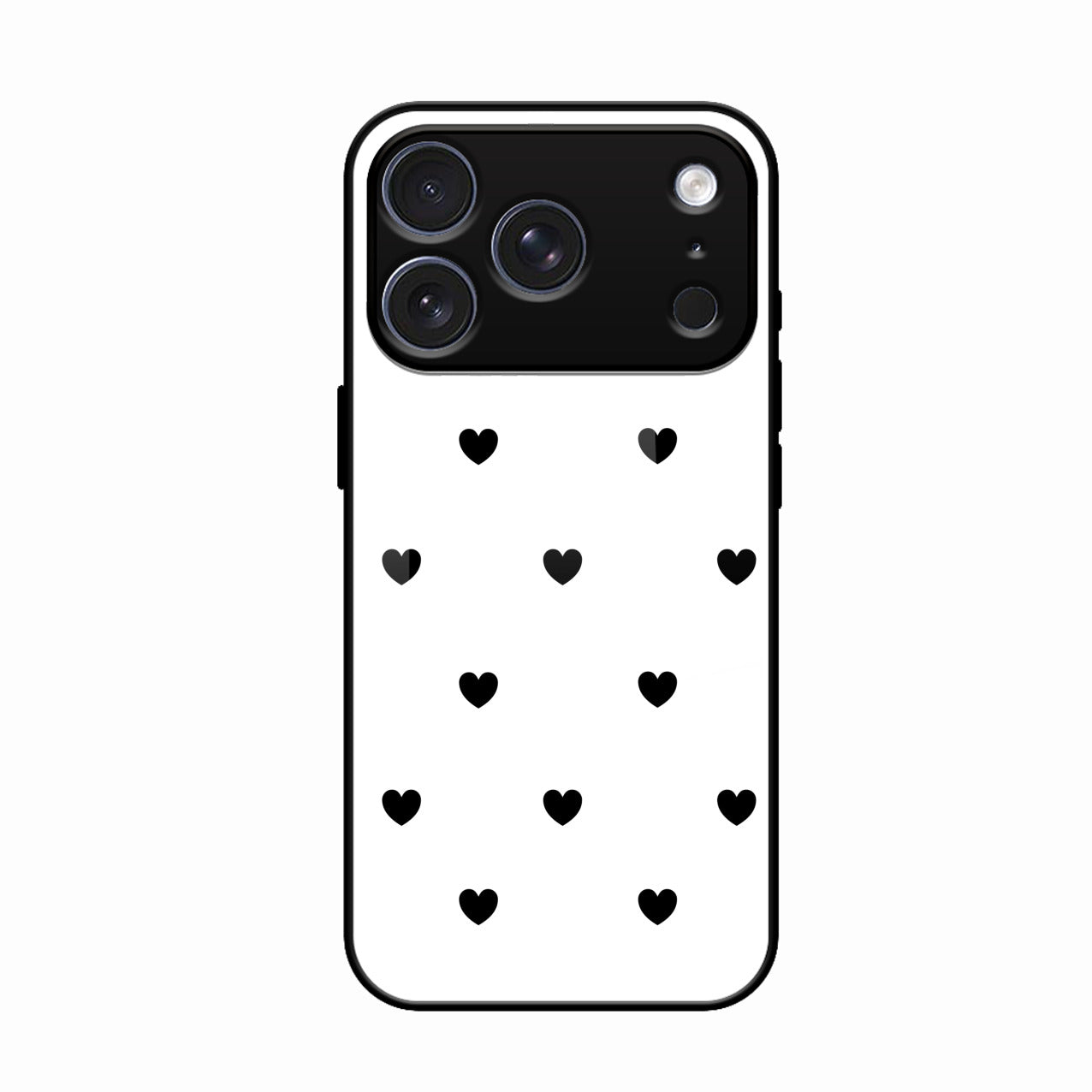 Heart Pattern White Glass Case Cover for iPhone 17 Pro