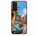 Cartoon Scooter Adventure Premium Glass Phone Case for Samsung Galaxy M14 5G