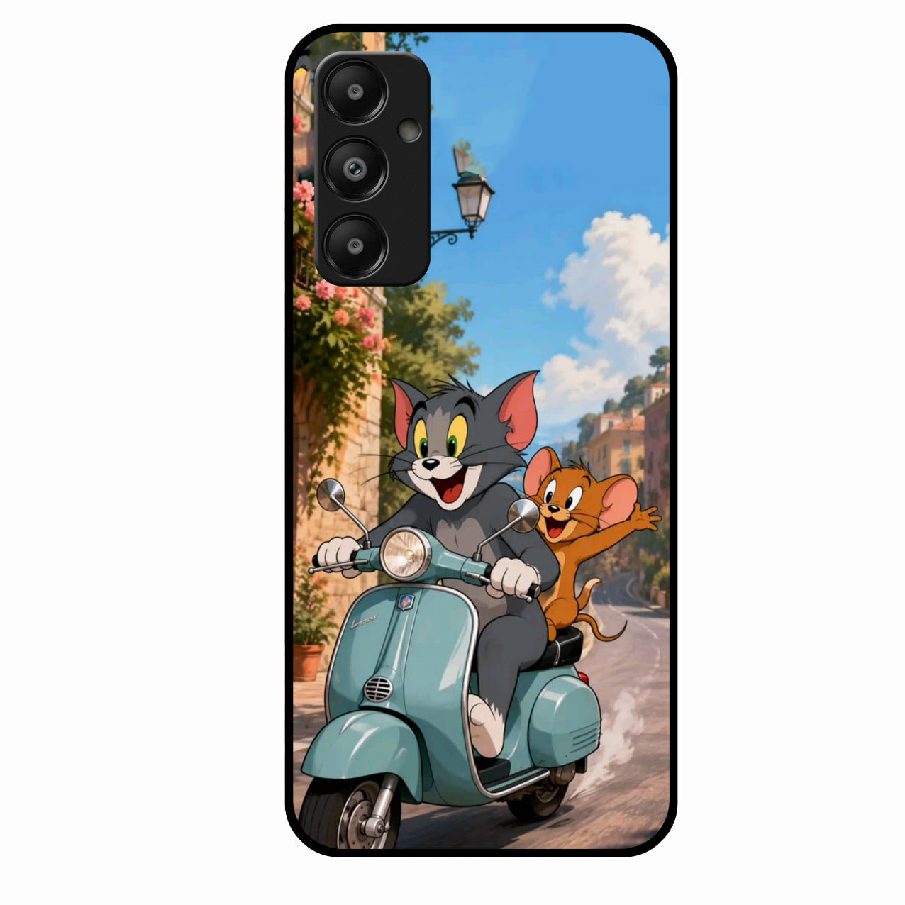 Cartoon Scooter Adventure Premium Glass Phone Case for Samsung Galaxy M14 5G