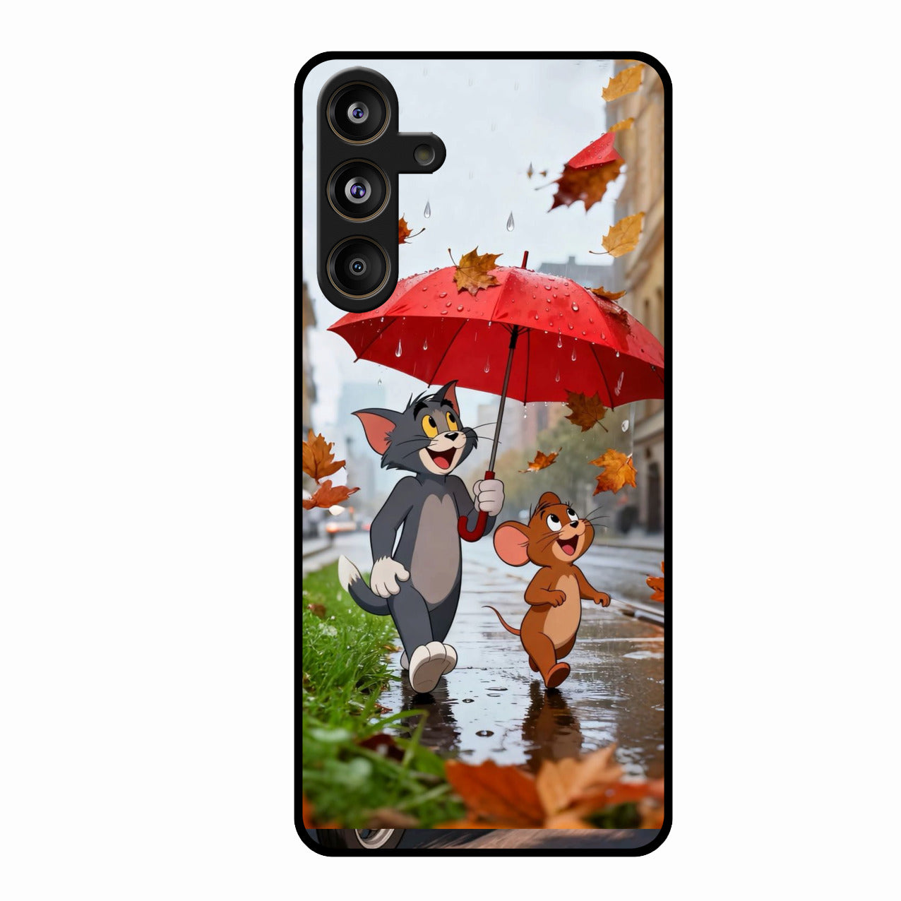 Rainy Day Cartoon Glass Phone Case for Samsung Galaxy M55S 5G