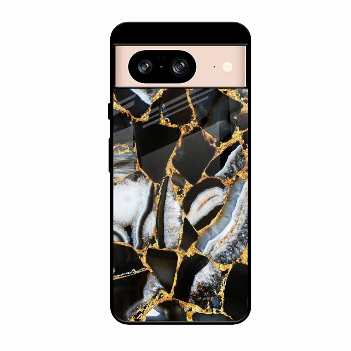 Black Gold Marble Glass Phone Case for Google Pixel 9 Pro 5G