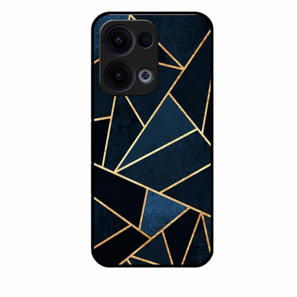 Midnight Gold Geometric Premium Glass Phone Case for Oppo Reno 13 5G