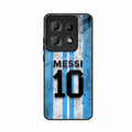 Blue Stripes Number 10 Football Glass Phone Case for Motorola Edge 50 Pro