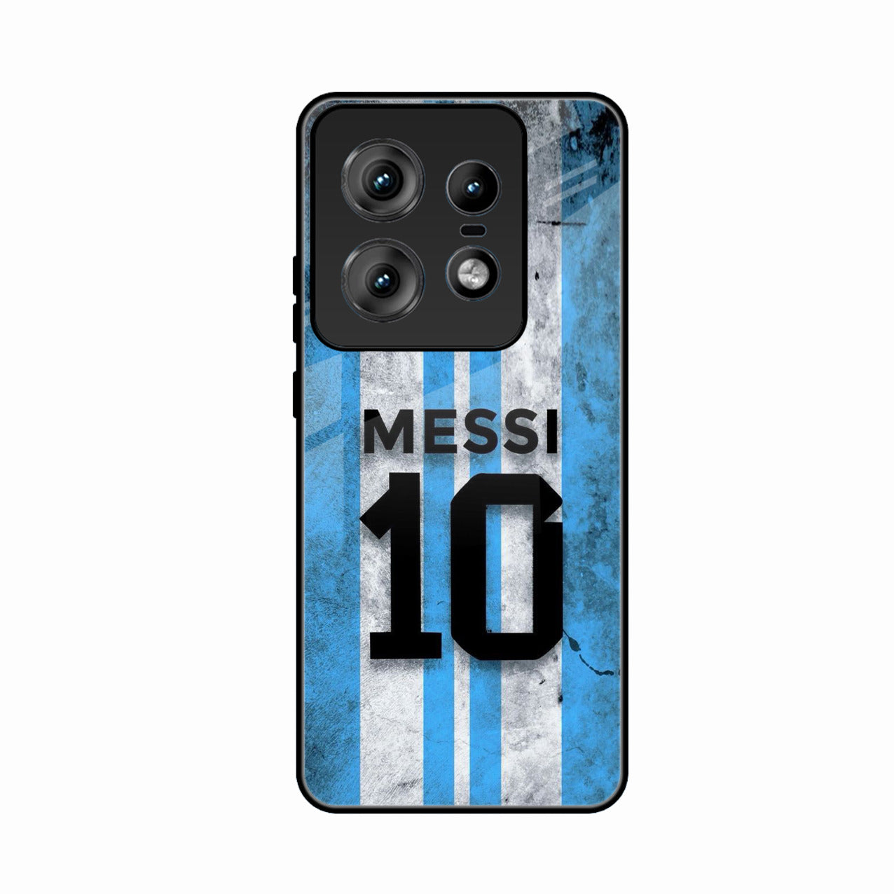 Blue Stripes Number 10 Football Glass Phone Case for Motorola Edge 50 Pro