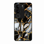 Black Gold Marble Glass Phone Case for Vivo V29 5G
