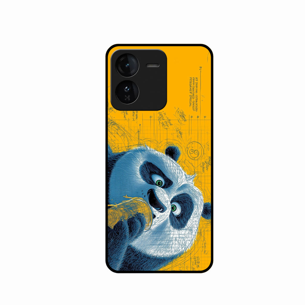 Cute Panda Sketch Premium Glass Phone Case for iQOO Z9 5G