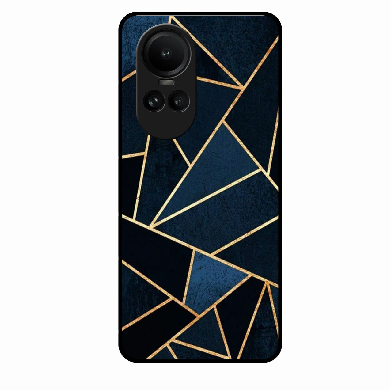 Midnight Gold Geometric Premium Glass Phone Case for Oppo Reno 10 5G