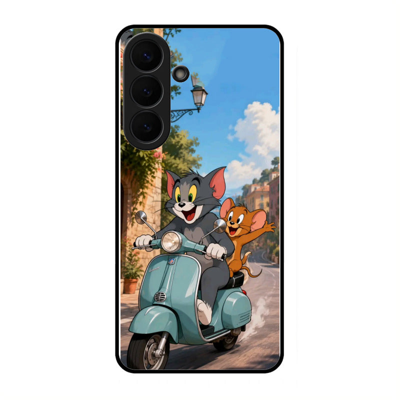 Cartoon Scooter Adventure Premium Glass Phone Case for Samsung Galaxy S26 Plus 5G
