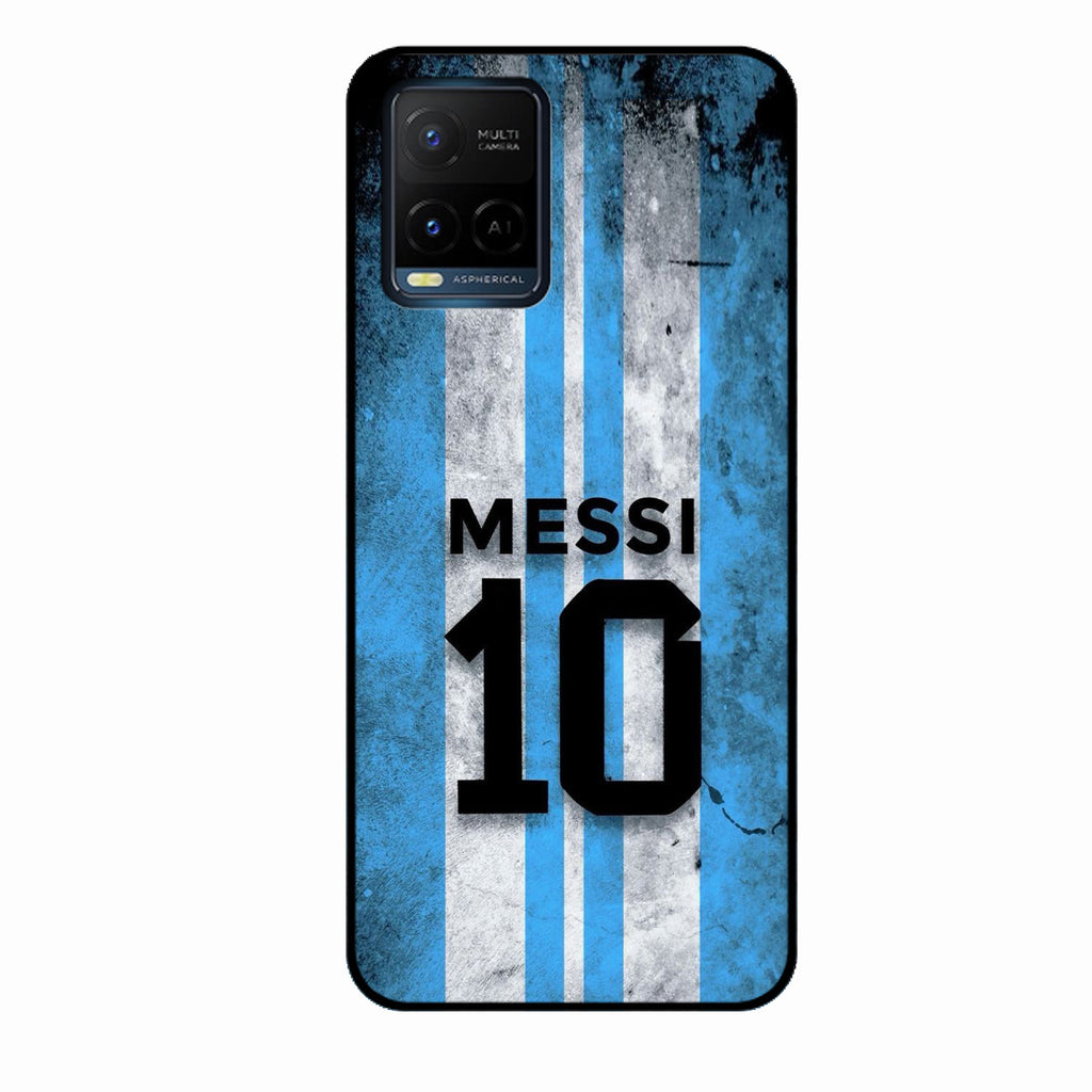 Blue Stripes Number 10 Football Glass Phone Case for Vivo T1X