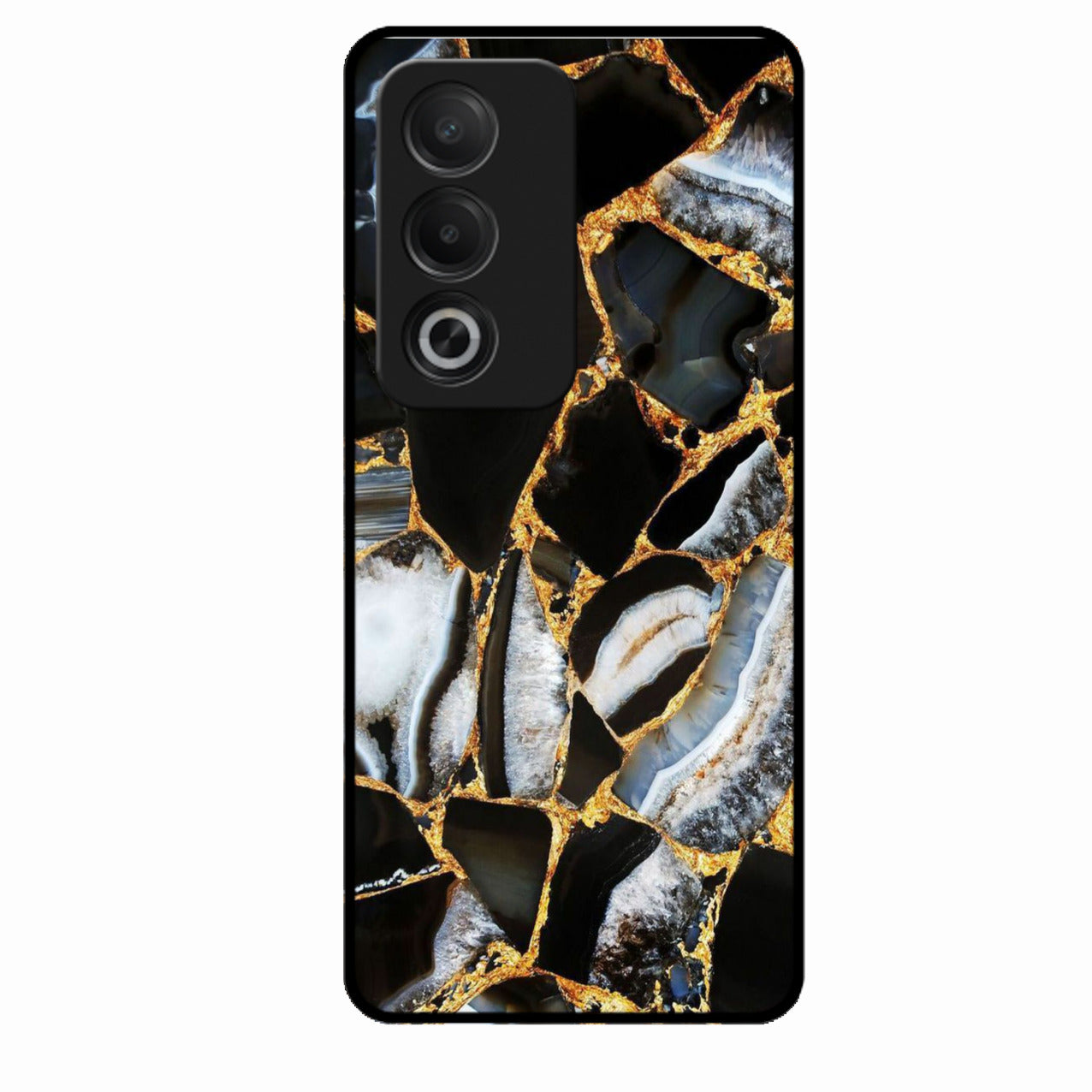 Black Gold Marble Glass Phone Case for Oppo A3 Pro 5G