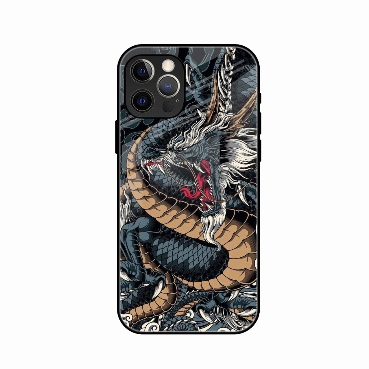 Midnight Dragon Glass Phone Case for iPhone 15 Pro