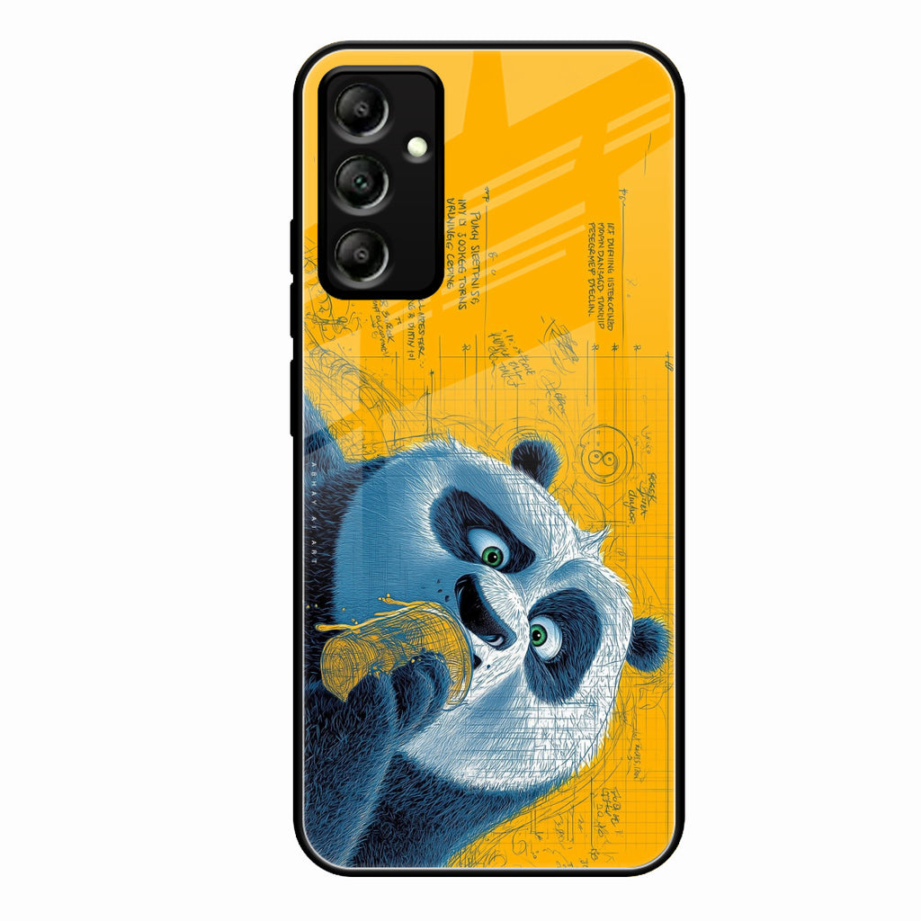 Cute Panda Sketch Premium Glass Phone Case for Samsung Galaxy A34 5G