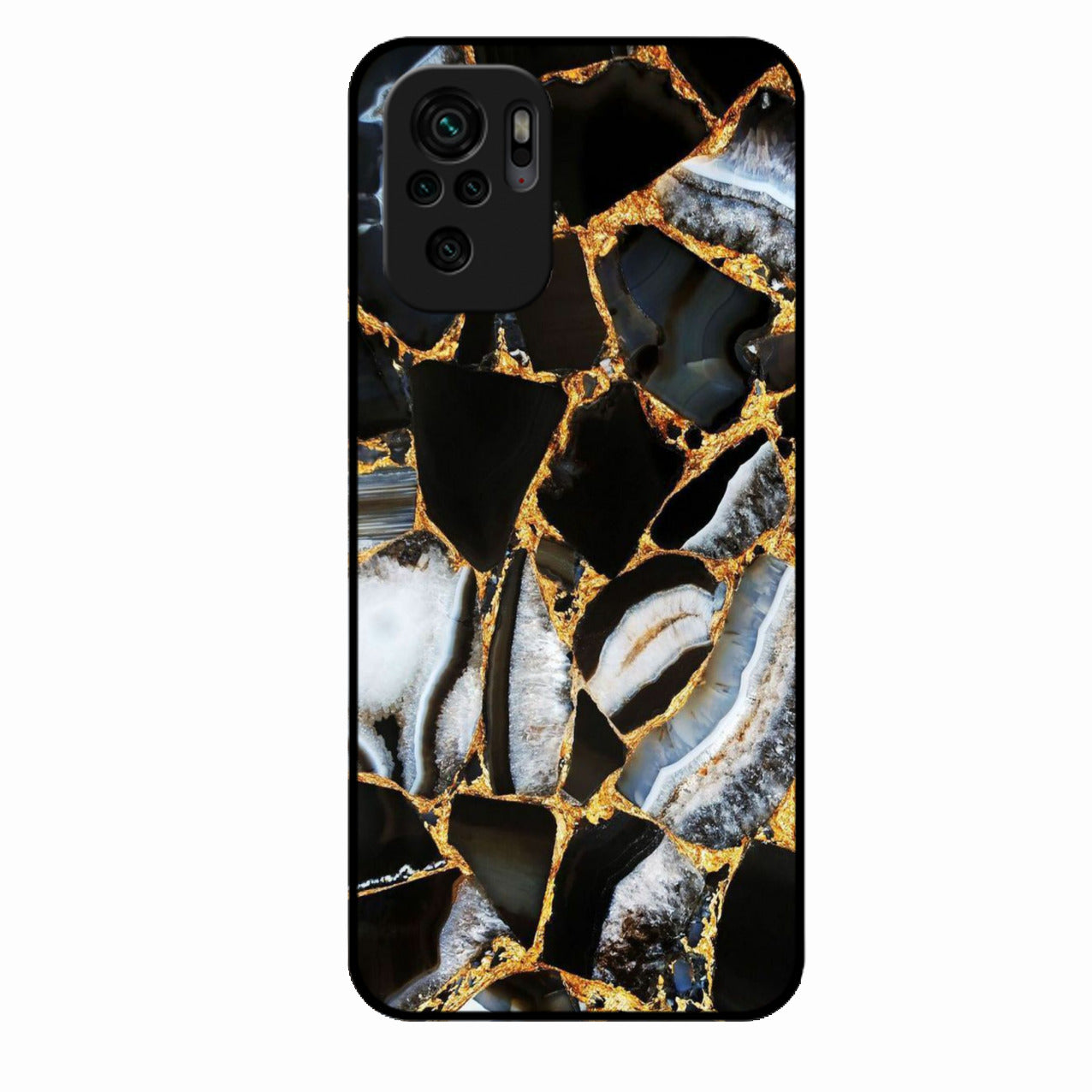 Black Gold Marble Glass Phone Case for Redmi Note 10