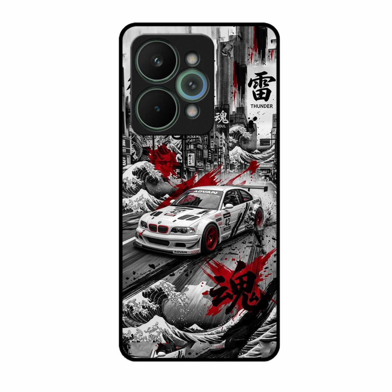 Japanese Wave Drift Racing Premium Glass Phone Case for Realme 15 Pro 5G