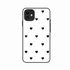 Heart Pattern White Glass Case Cover for iPhone 12 mini