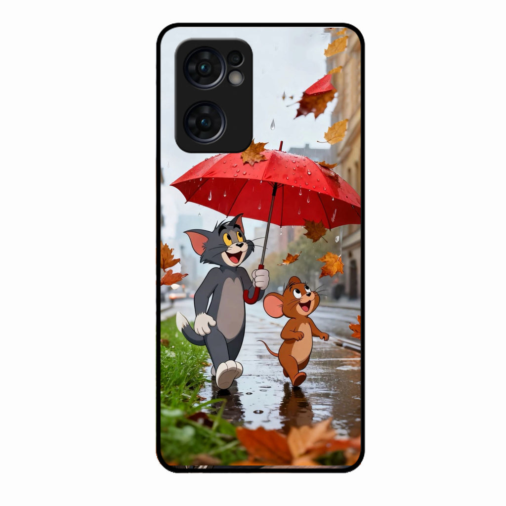 Rainy Day Cartoon Glass Phone Case for Oppo Reno 7 5G