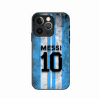 Blue Stripes Number 10 Football Glass Phone Case for iPhone 14 Pro