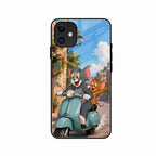 Cartoon Scooter Adventure Premium Glass Phone Case for iPhone 12