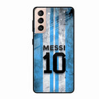 Blue Stripes Number 10 Football Glass Phone Case for Samsung Galaxy S21 Fe 5G