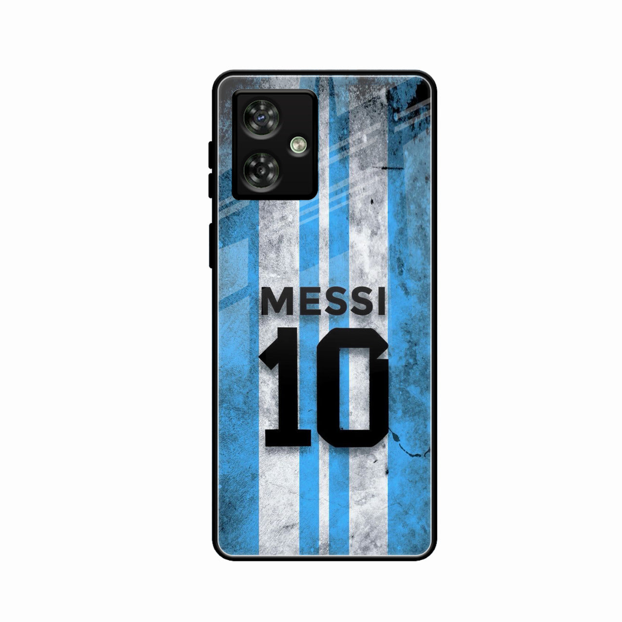 Blue Stripes Number 10 Football Glass Phone Case for Motorola G54 5G