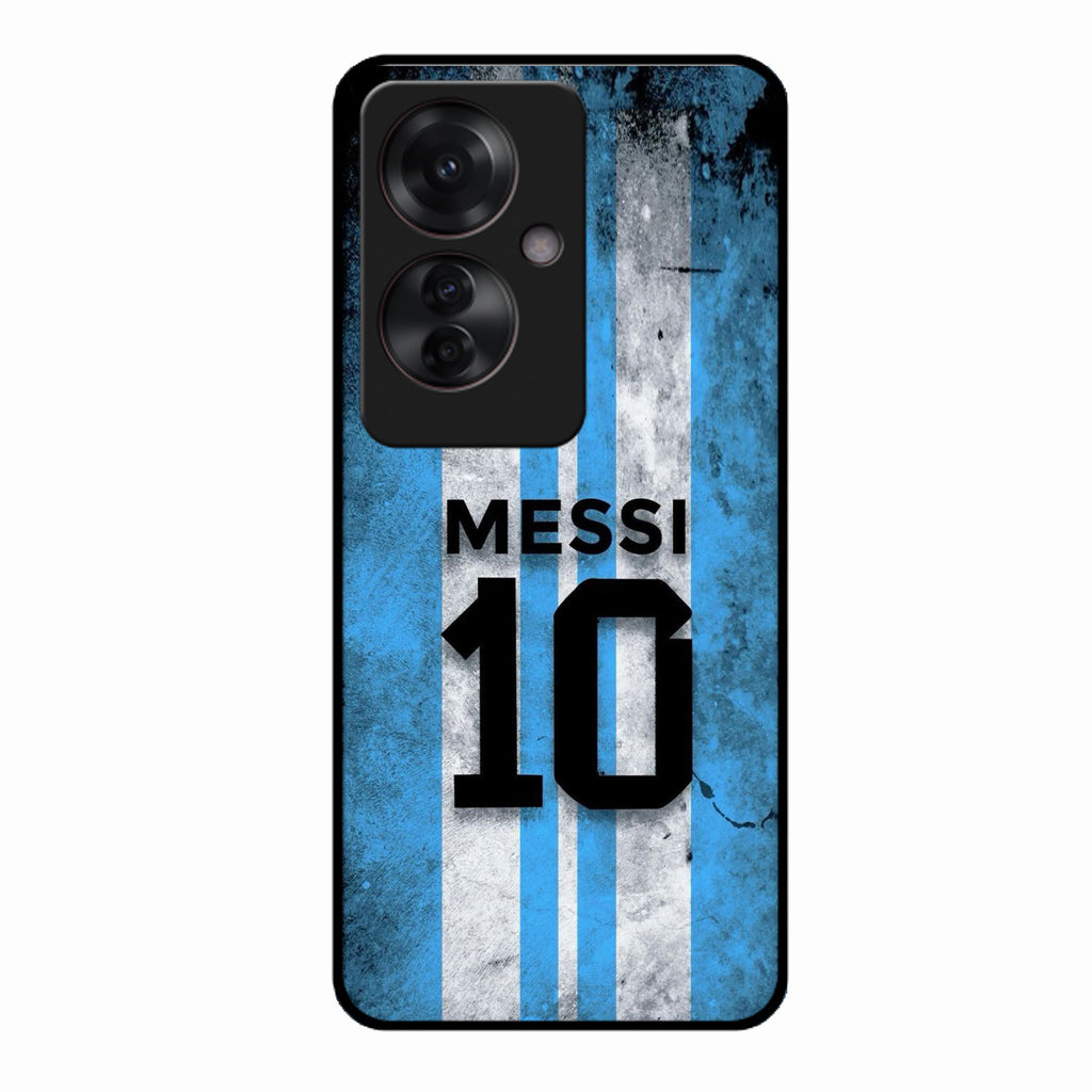 Blue Stripes Number 10 Football Glass Phone Case for Oppo F25 Pro 5G