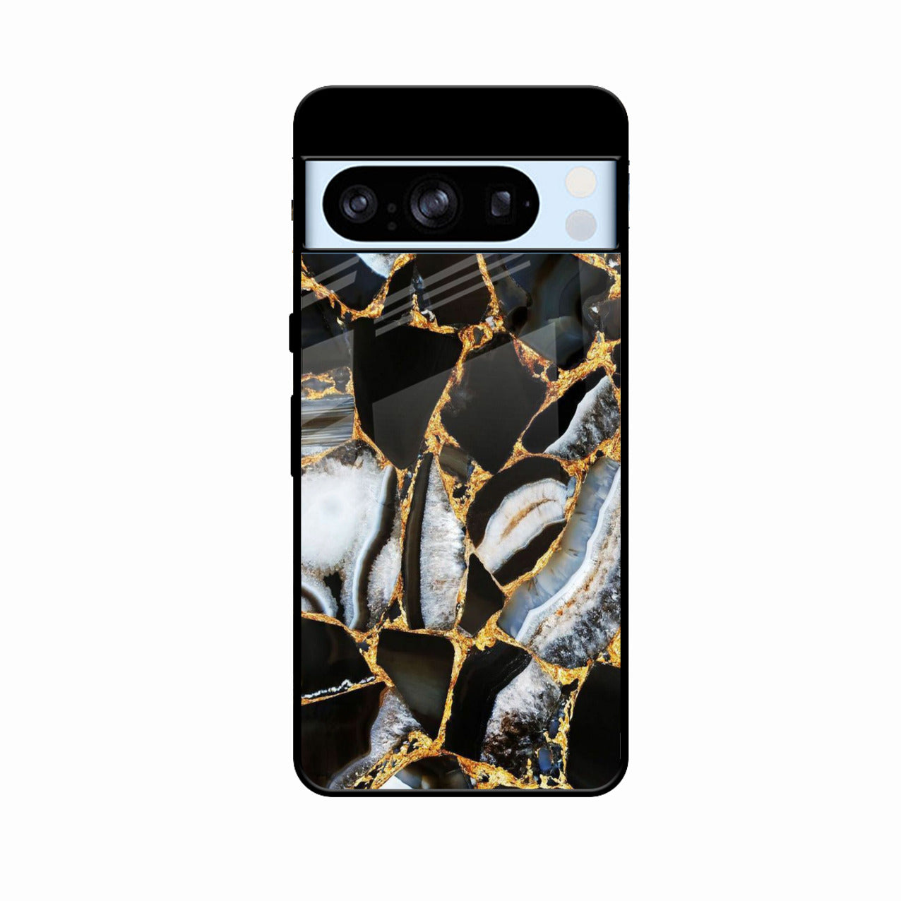 Black Gold Marble Glass Phone Case for Google Pixel 8 Pro 5G