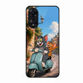 Cartoon Scooter Adventure Premium Glass Phone Case for Oppo A78 5G