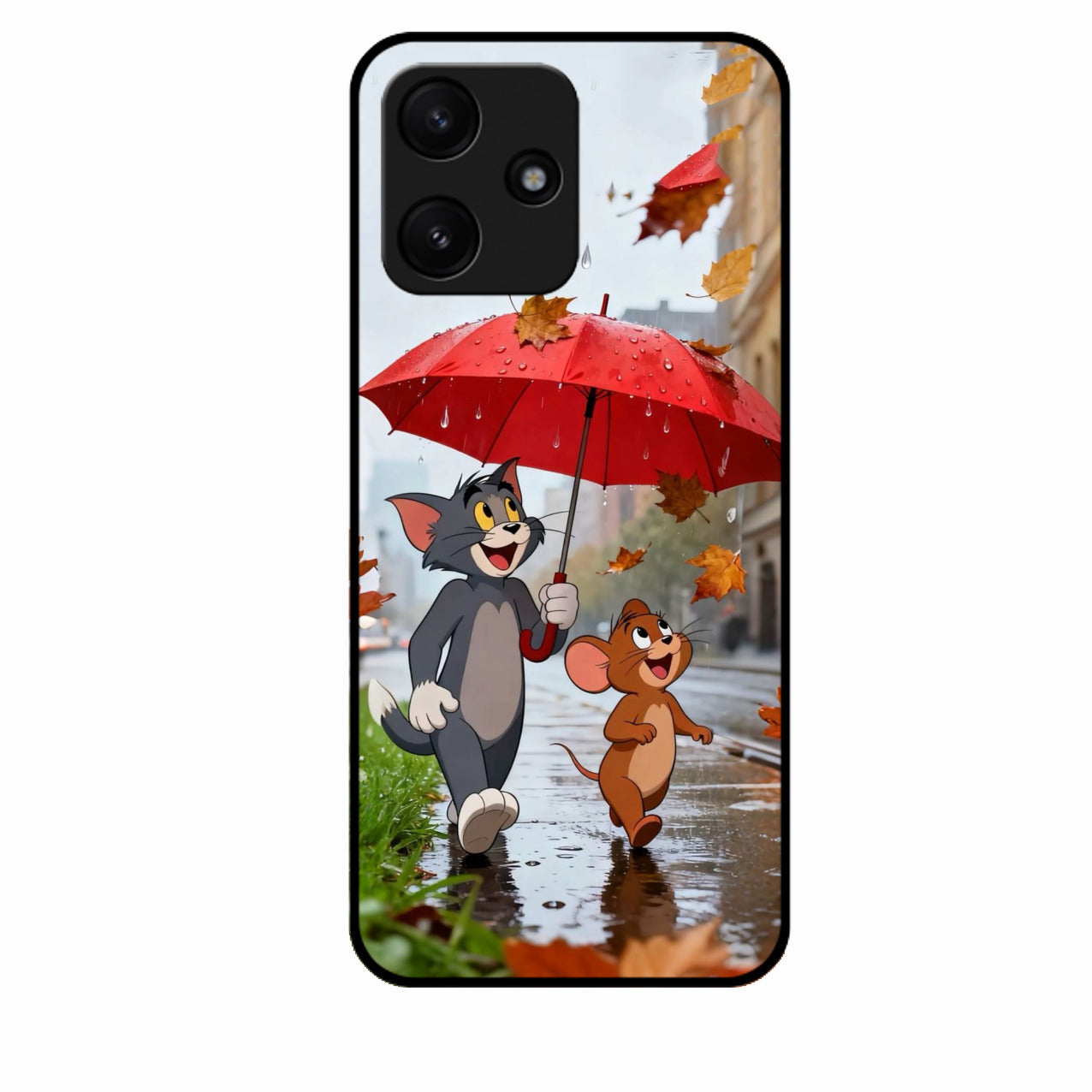 Rainy Day Cartoon Glass Phone Case for Redmi 12 5G