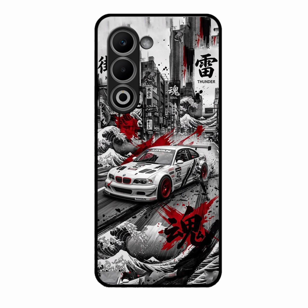 Japanese Wave Drift Racing Premium Glass Phone Case for Oppo K13X 5G
